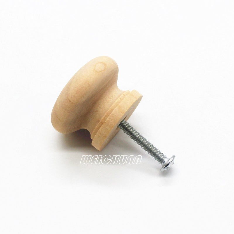 WEICHUAN 30-Pack Unfinished Solid Wood Knobs Pulls Handles - Round Natural Wooden Cabinet Knobs for Dresser Cabinet Wardrobe Cupboard and Furniture Drawer (Diameter: 1-3/8 Inches Height: 1 Inch) - Image 5